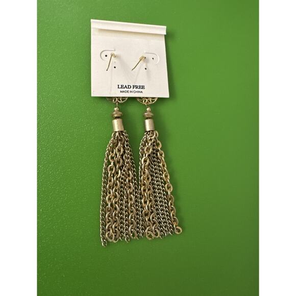 Cara Gold Costume Jewelry Earrings Drop Chandelier Glam Fancy Holiday NYE - Picture 3 of 4